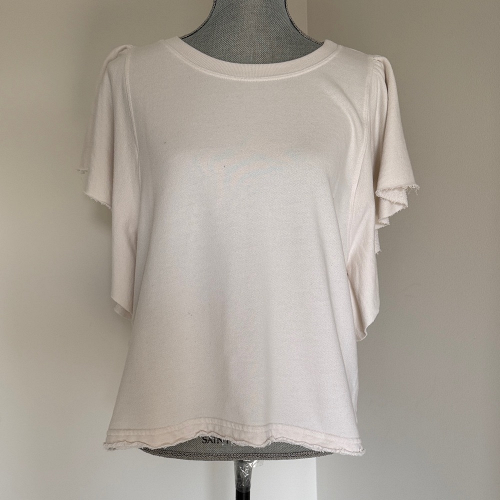 Michael Stars large Cream flutter Short Sleeve Top